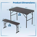 Costway Table et bancs d'extérieur pliants, ensemble de pique-nique avec 2 bancs et cadre en métal robuste