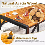 Costway 3 PCS Dining Set for 4 People Outdoor Picnic Table & 2 Benches w/ Metal Frame