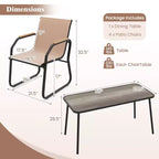 Costway Ensemble repas de patio 5 pièces avec accoudoirs imitation bois et cadre en métal pour jardin