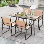 Costway Ensemble repas de patio 5 pièces avec accoudoirs imitation bois et cadre en métal pour jardin