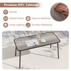 Costway Ensemble repas de patio 5 pièces avec accoudoirs imitation bois et cadre en métal pour jardin
