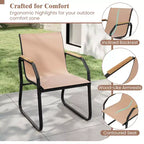 Costway Ensemble repas de patio 5 pièces avec accoudoirs imitation bois et cadre en métal pour jardin