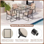 Costway Ensemble repas de patio 5 pièces avec accoudoirs imitation bois et cadre en métal pour jardin