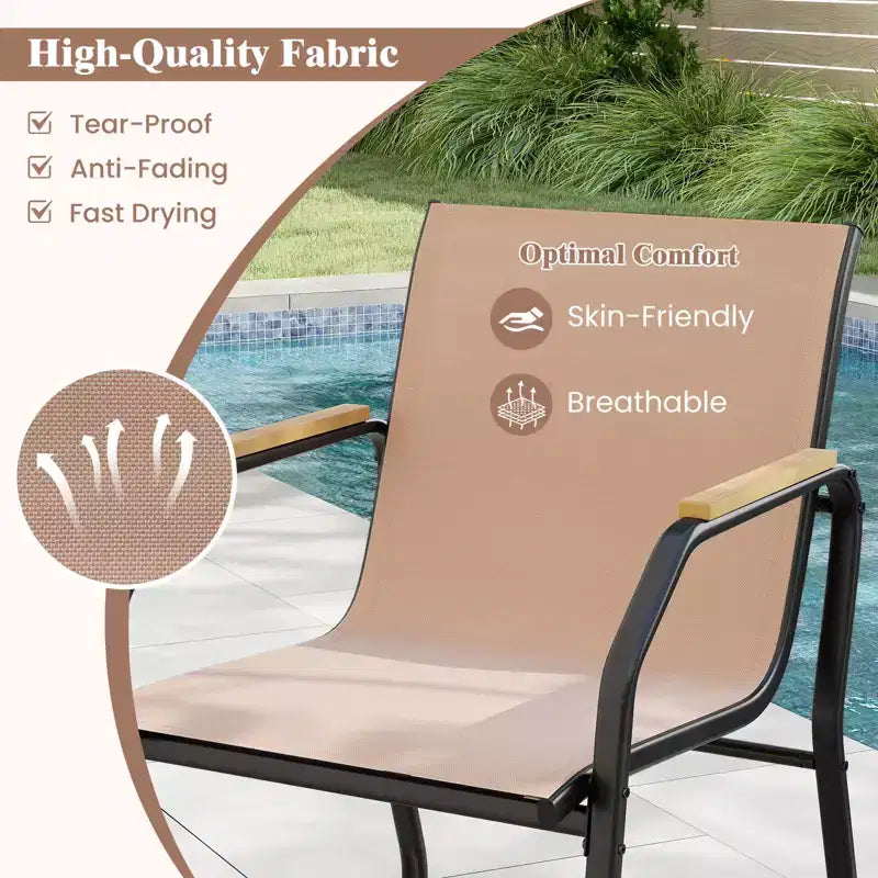 Costway Ensemble repas de patio 5 pièces avec accoudoirs imitation bois et cadre en métal pour jardin