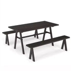 Costway 3 PCS Outdoor Picnic Table and Benches Set for 6 People 1.93 Umbrella Hole