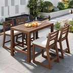 Whisen 5-Piece Rustic Patio Bar Set, Patio Table and Chairs Set with Ergonomic Chairs & Slatted Tabletop