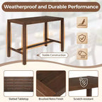 Whisen 5-Piece Rustic Patio Bar Set, Patio Table and Chairs Set with Ergonomic Chairs & Slatted Tabletop