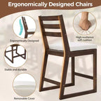 Whisen 5-Piece Rustic Patio Bar Set, Patio Table and Chairs Set with Ergonomic Chairs & Slatted Tabletop