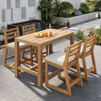 Whisen 5-Piece Rustic Patio Bar Set, Patio Table and Chairs Set with Ergonomic Chairs & Slatted Tabletop