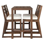 Whisen 5-Piece Rustic Patio Bar Set, Patio Table and Chairs Set with Ergonomic Chairs & Slatted Tabletop