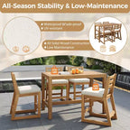 Whisen 5-Piece Rustic Patio Bar Set, Patio Table and Chairs Set with Ergonomic Chairs & Slatted Tabletop
