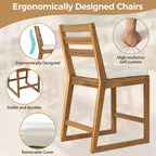 Whisen 5-Piece Rustic Patio Bar Set, Patio Table and Chairs Set with Ergonomic Chairs & Slatted Tabletop