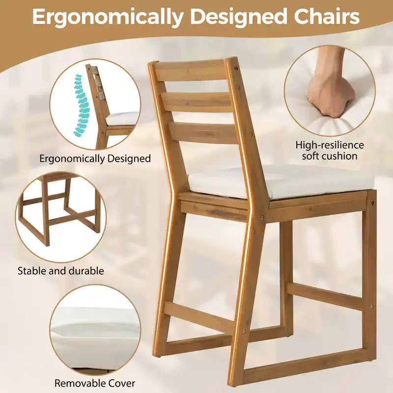 Whisen 5-Piece Rustic Patio Bar Set, Patio Table and Chairs Set with Ergonomic Chairs & Slatted Tabletop