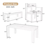 Whisen Patio Dining Table Set for 6, Outdoor Furniture Sets with Umbrella Hole, Table, Chairs and Bench