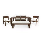 Whisen Patio Dining Table Set for 6, Outdoor Furniture Sets with Umbrella Hole, Table, Chairs and Bench