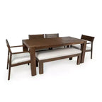 Whisen Patio Dining Table Set for 6, Outdoor Furniture Sets with Umbrella Hole, Table, Chairs and Bench