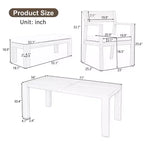 Whisen Patio Dining Table Set for 6, Outdoor Furniture Sets with Umbrella Hole, Table, Chairs and Bench
