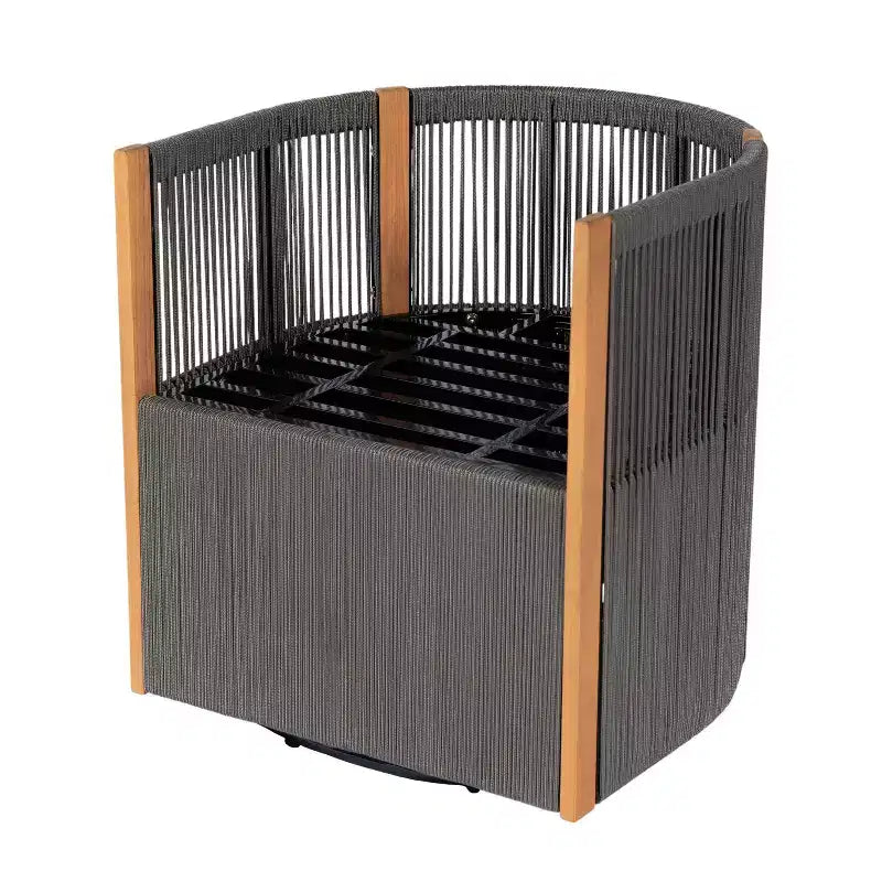 Christopher Knight Home Everett Patio Modern Acacia Wood 5-Piece Outdoor Dining Set with Round Table and 4 Rope Swivel Chairs