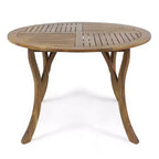 Christopher Knight Home Everett Patio Modern Acacia Wood 5-Piece Outdoor Dining Set with Round Table and 4 Rope Swivel Chairs