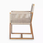 Ensemble de salle à manger d'extérieur 7 pièces en bois d'acacia avec coussins, ensemble de salle à manger de patio avec 6 chaises tressées en corde et grande table pour jardin, terrasse-Panipeachy