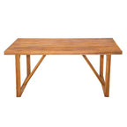 Ensemble de salle à manger d'extérieur 7 pièces en bois d'acacia avec coussins, ensemble de salle à manger de patio avec 6 chaises tressées en corde et grande table pour jardin, terrasse-Panipeachy