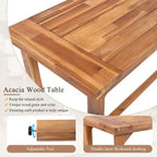 Ensemble de 3 meubles de bar de jardin à hauteur de comptoir, table de patio en bois d'acacia et 2 tabourets rembourrés pour jardin, piscine, balcon-Panipeachy