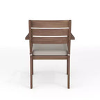 Ensemble de patio Martha Stewart Bedford 5 pièces en aluminium, 4 fauteuils de salle à manger empilables avec coussins, table ronde à piètement tréteau de 36 po, fini grain de bois brossé