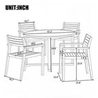 GDFStudio Saul Ensemble de salle à manger d'extérieur 5 pièces en bois d'acacia avec table ronde à lattes de 120 cm et chaises ergonomiques