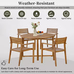 GDFStudio Saul Ensemble de salle à manger d'extérieur 5 pièces en bois d'acacia avec table ronde à lattes de 120 cm et chaises ergonomiques