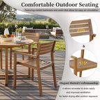 GDFStudio Saul Ensemble de salle à manger d'extérieur 5 pièces en bois d'acacia avec table ronde à lattes de 120 cm et chaises ergonomiques