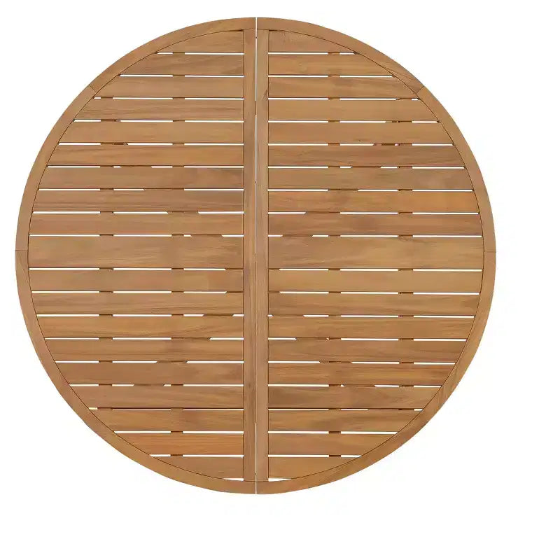 GDFStudio Saul Ensemble de salle à manger d'extérieur 5 pièces en bois d'acacia avec table ronde à lattes de 120 cm et chaises ergonomiques