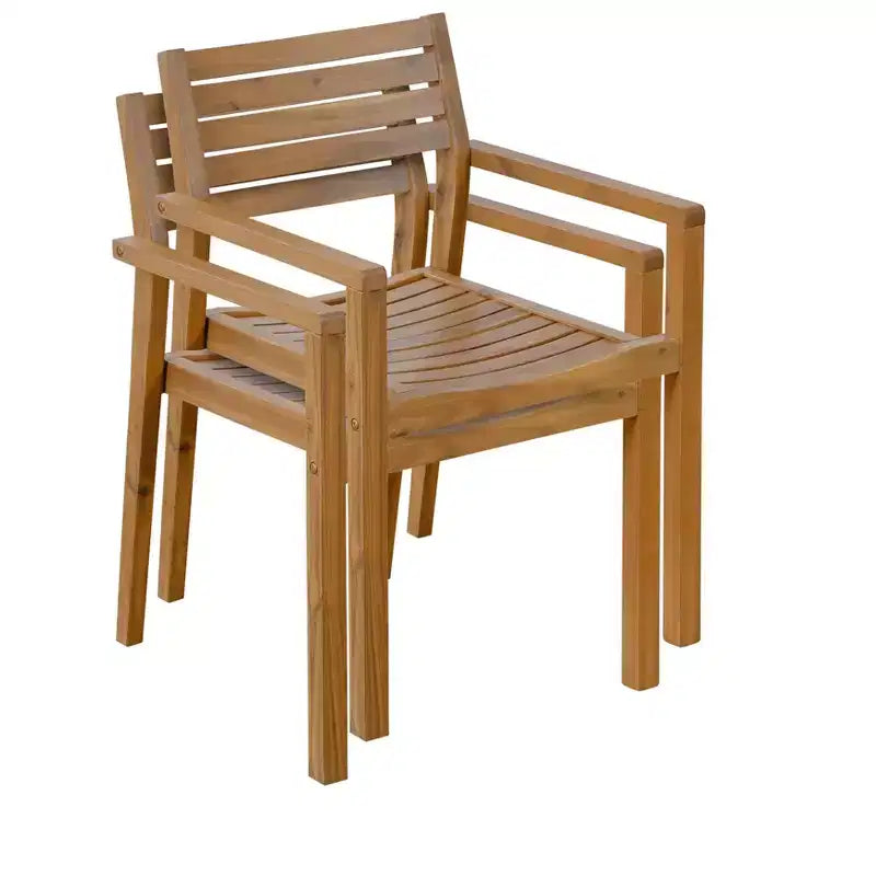 GDFStudio Saul Ensemble de salle à manger d'extérieur 5 pièces en bois d'acacia avec table ronde à lattes de 120 cm et chaises ergonomiques