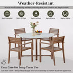 GDFStudio Saul Ensemble de salle à manger d'extérieur 5 pièces en bois d'acacia avec table ronde à lattes de 120 cm et chaises ergonomiques