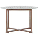 GDFStudio Saul Ensemble de salle à manger d'extérieur 5 pièces en bois d'acacia avec table ronde à lattes de 120 cm et chaises ergonomiques