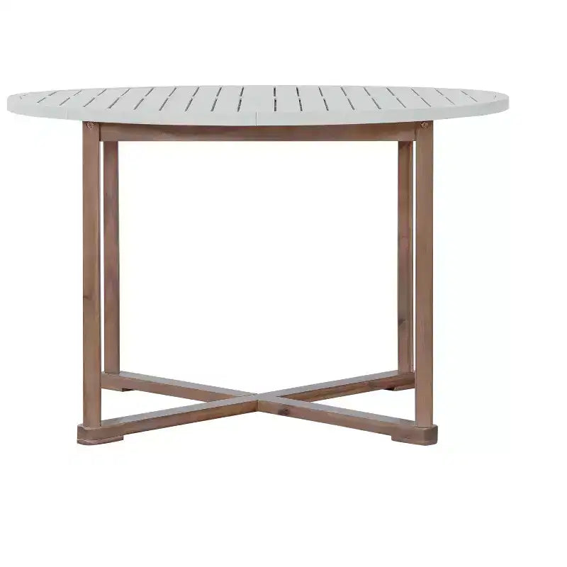 GDFStudio Saul Ensemble de salle à manger d'extérieur 5 pièces en bois d'acacia avec table ronde à lattes de 120 cm et chaises ergonomiques
