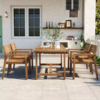 GDFStudio Lena Ensemble de salle à manger d'extérieur 5 pièces en bois d'acacia avec table rectangulaire de 150 cm et trou pour parasol