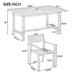 GDFStudio Lena Ensemble de salle à manger d'extérieur 5 pièces en bois d'acacia avec table rectangulaire de 150 cm et trou pour parasol