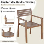 GDFStudio Lena Ensemble de salle à manger d'extérieur 5 pièces en bois d'acacia avec table rectangulaire de 150 cm et trou pour parasol