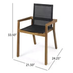 Ensemble de salle à manger d'extérieur 7 pièces en bois avec table extensible, 6 chaises à dossier en maille et cadre en bois, ensemble de meubles de patio modernes pour jardin arrière - Panipeachy