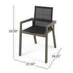 Ensemble de salle à manger d'extérieur 7 pièces en bois avec table extensible, 6 chaises à dossier en maille et cadre en bois, ensemble de meubles de patio modernes pour jardin arrière - Panipeachy