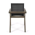 Ensemble de salle à manger d'extérieur 7 pièces en bois avec table extensible, 6 chaises à dossier en maille et cadre en bois, ensemble de meubles de patio modernes pour jardin arrière - Panipeachy