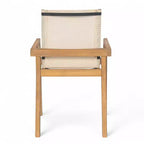 Ensemble de salle à manger d'extérieur 7 pièces en bois avec table extensible, 6 chaises à dossier en maille et cadre en bois, ensemble de meubles de patio modernes pour jardin arrière - Panipeachy