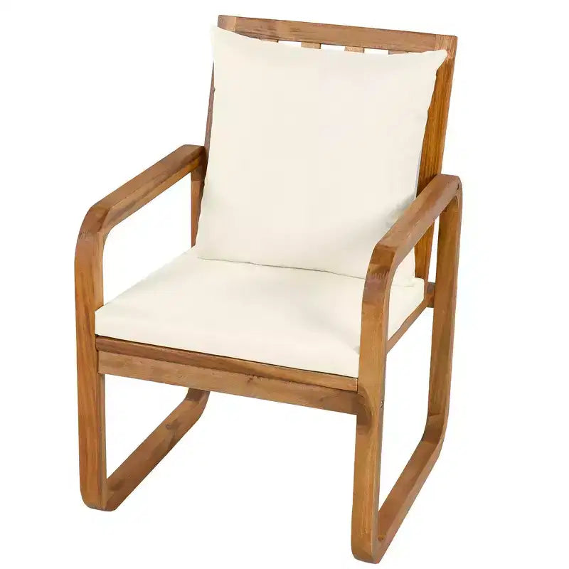 Ensemble de salle à manger d'extérieur Whisen 7 pièces en bois, ensemble de salle à manger pour terrasse, cuisine, jardin, table rectangulaire et 6 chaises avec coussins amovibles