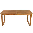 Ensemble de salle à manger d'extérieur Whisen 7 pièces en bois, ensemble de salle à manger pour terrasse, cuisine, jardin, table rectangulaire et 6 chaises avec coussins amovibles