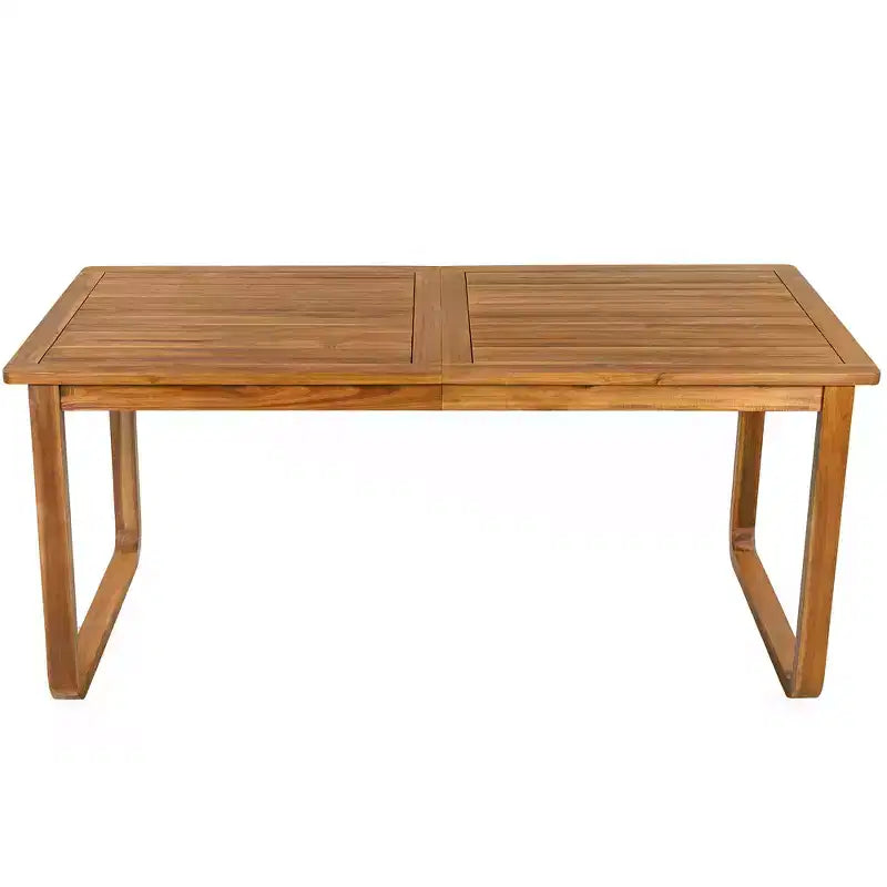Ensemble de salle à manger d'extérieur Whisen 7 pièces en bois, ensemble de salle à manger pour terrasse, cuisine, jardin, table rectangulaire et 6 chaises avec coussins amovibles