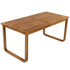 Ensemble de salle à manger d'extérieur Whisen 7 pièces en bois, ensemble de salle à manger pour terrasse, cuisine, jardin, table rectangulaire et 6 chaises avec coussins amovibles