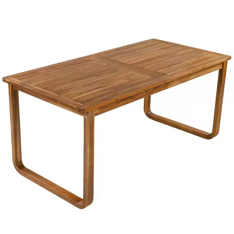 Ensemble de salle à manger d'extérieur Whisen 7 pièces en bois, ensemble de salle à manger pour terrasse, cuisine, jardin, table rectangulaire et 6 chaises avec coussins amovibles