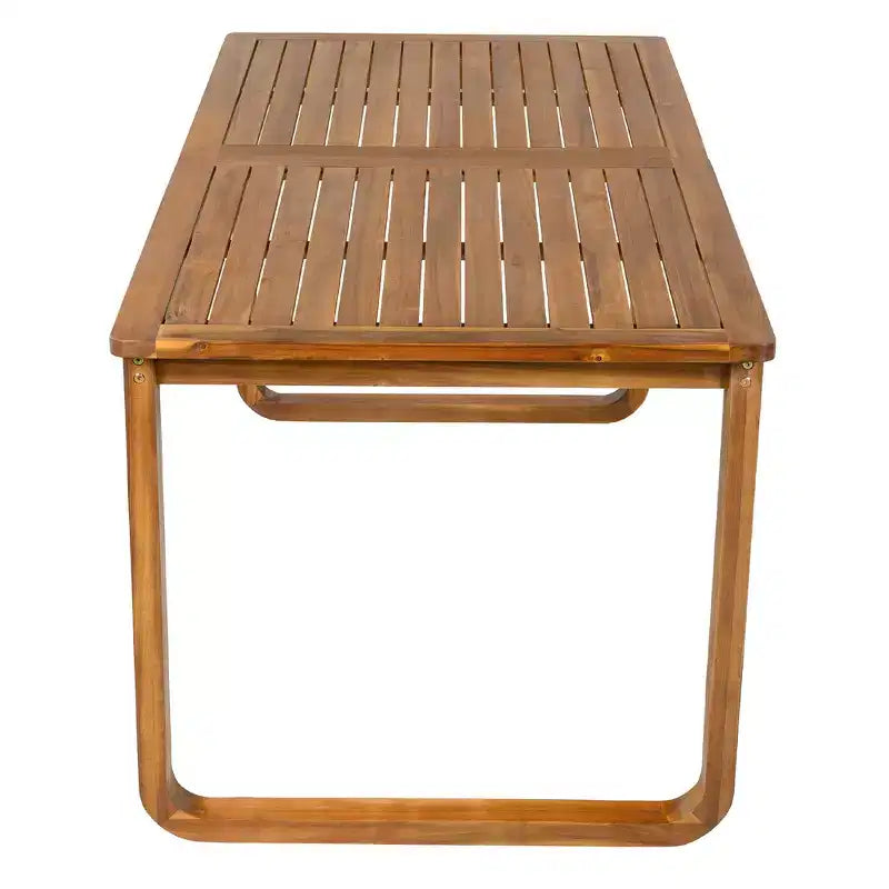 Ensemble de salle à manger d'extérieur Whisen 7 pièces en bois, ensemble de salle à manger pour terrasse, cuisine, jardin, table rectangulaire et 6 chaises avec coussins amovibles