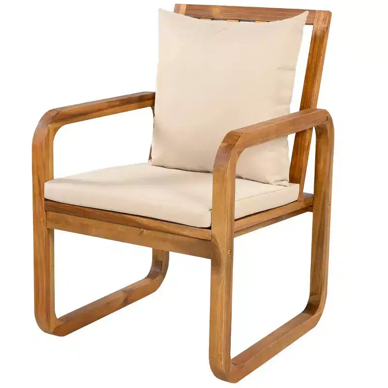 Ensemble de salle à manger d'extérieur Whisen 7 pièces en bois, ensemble de salle à manger pour terrasse, cuisine, jardin, table rectangulaire et 6 chaises avec coussins amovibles