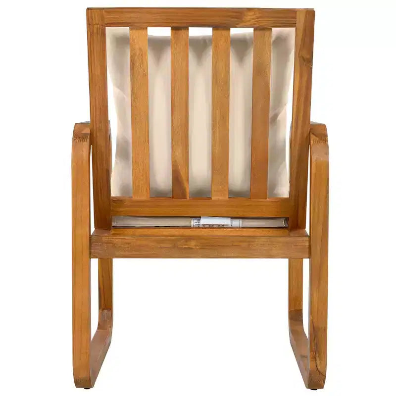 Ensemble de salle à manger d'extérieur Whisen 7 pièces en bois, ensemble de salle à manger pour terrasse, cuisine, jardin, table rectangulaire et 6 chaises avec coussins amovibles
